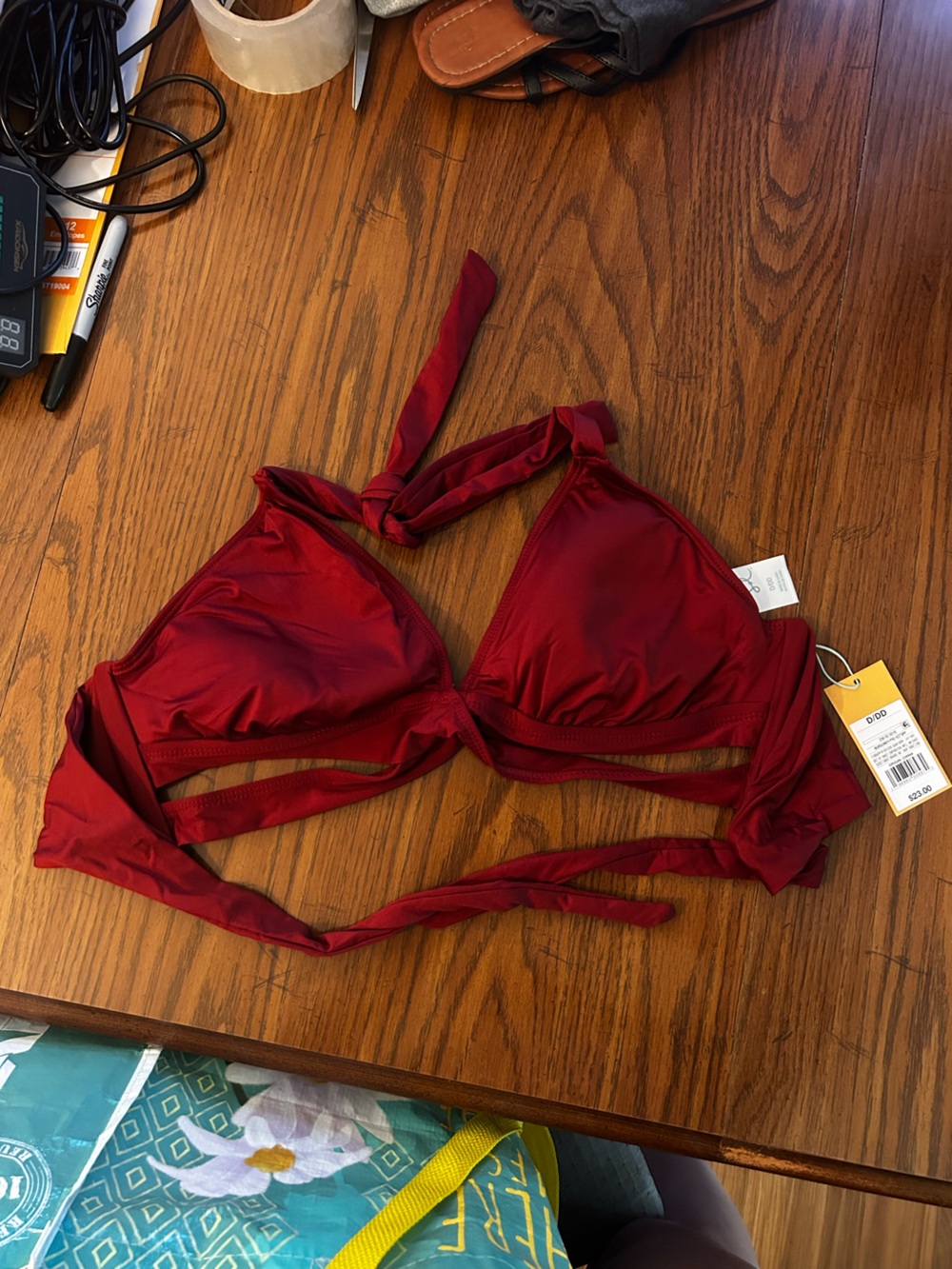 Target Women's Deep Red Tie-Back Triangle Bikini Top